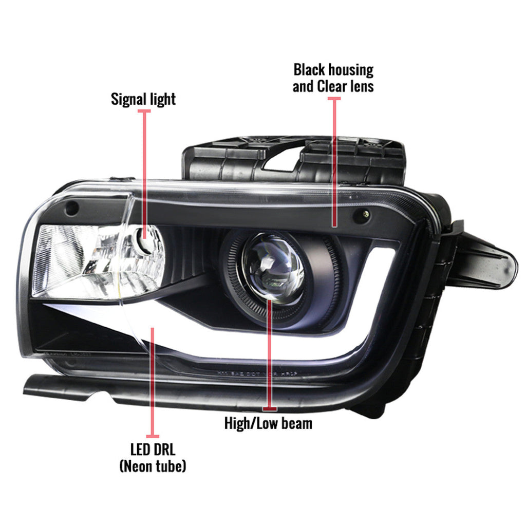 2010-2013 Chevy Camaro 6th Gen Style Headlights – OEM Bumper Fitment, LED Light Bar
