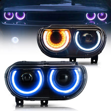Load image into Gallery viewer, 2008-2014 Dodge Challenger RGB Color Change OEM Replica Headlights Projector LED Lights
