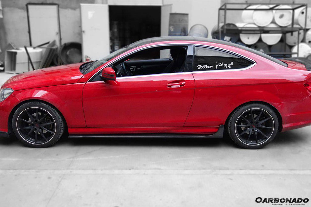 2012-2014 Mercedes Benz W204 C63 AMG C Class Coupe DP Style Side Skirts Under Board - Carbonado