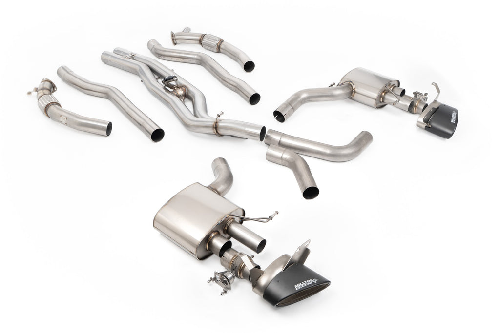 Milltek 80mm Non-Resonated Signature Series Axle-Back Exhaust for Audi RS6 RS7 C8, Carbon Oval Tips
