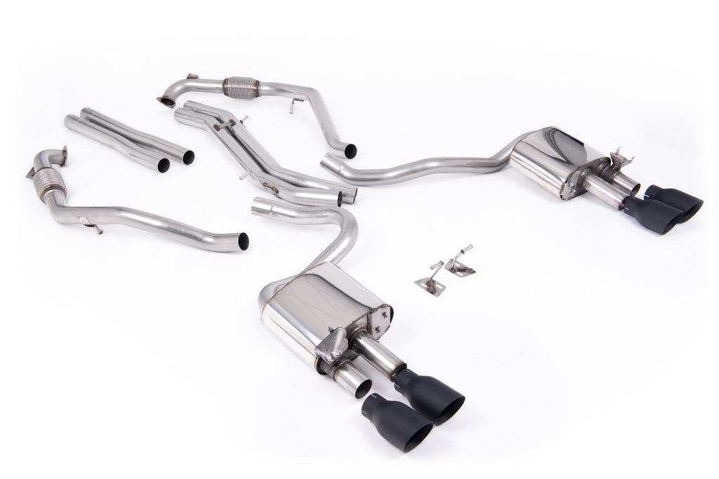 Milltek Non-Resonated Cat-Back for Audi B9 S5 Sportback, Cerakote Black Tips