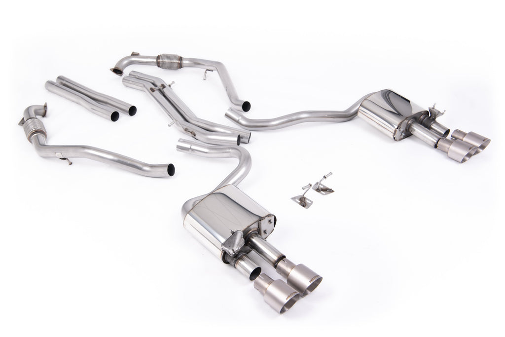 Milltek Non-Resonated Cat-Back Exhaust for Audi B9 S5 Sportback, Brushed Titanium Tips