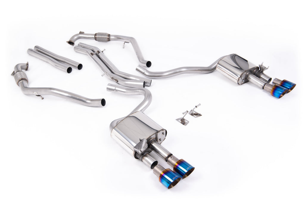 Milltek Non-Resonated Cat-Back for Audi S5 B9 Sportback, Burnt Titanium Tips