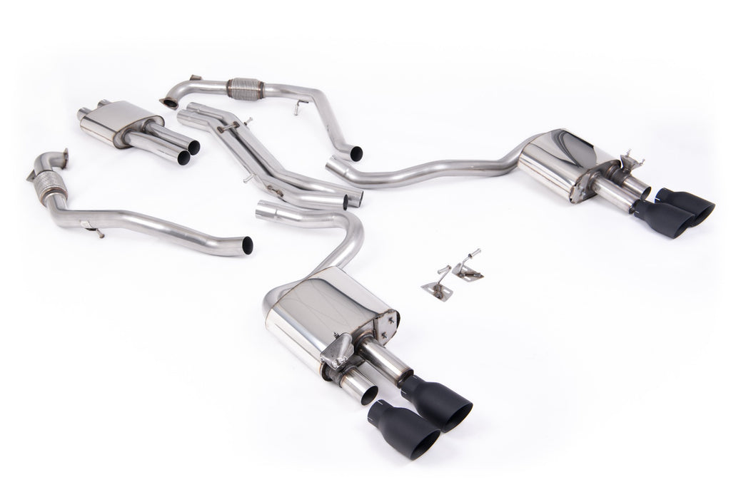 Milltek Resonated Cat-Back Exhaust for Audi B9 S5, Cerakote Black Tips