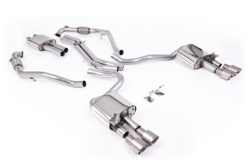Milltek Resonated Cat-Back Exhaust for Audi B9 S5, Brushed Titanium Tips