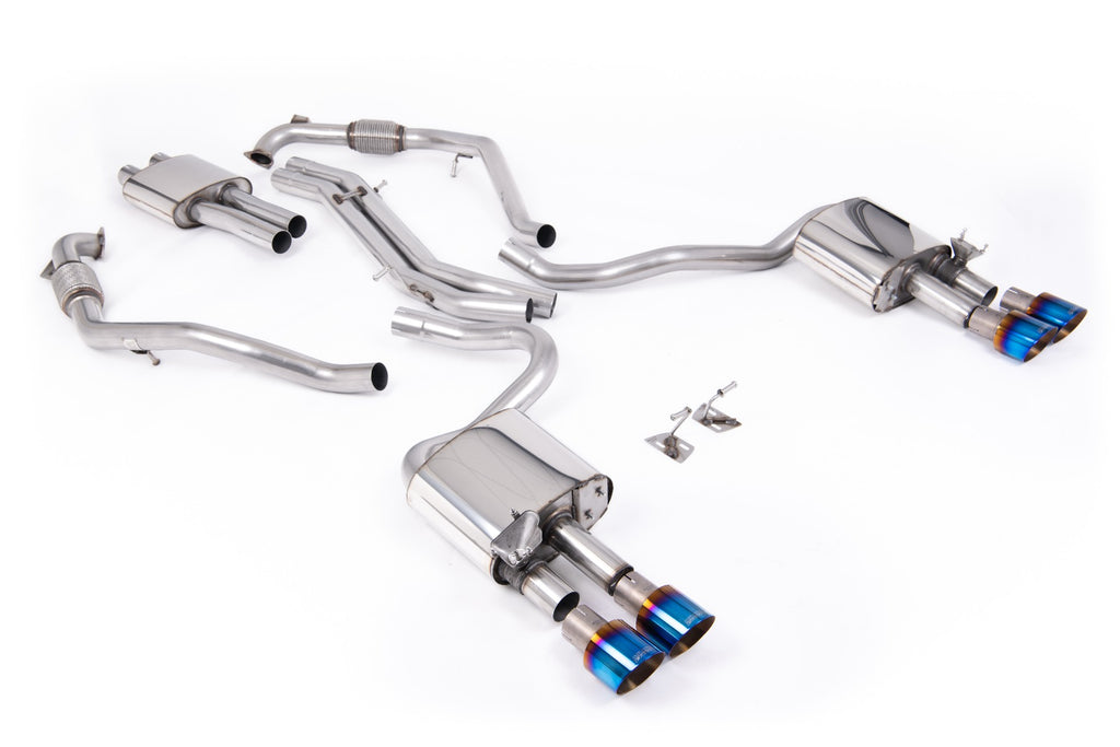 Milltek Resonated Cat-Back Exhaust for Audi B9 S5 3.0 V6, Burnt/Blue Titanium Tips