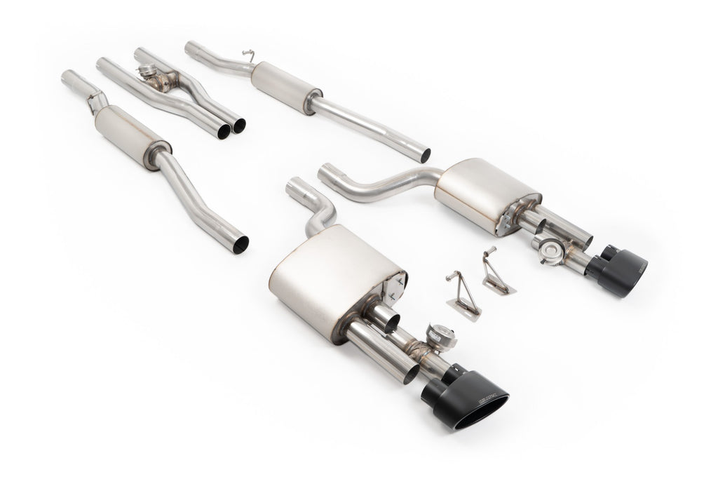 Milltek V2 Valved Cat-Back Exhaust for Audi B7 RS4, Cerakote Black Tips