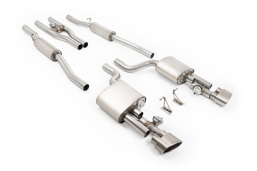Milltek V2 Valved Cat-Back Exhaust for Audi B7 RS4, Brushed Titanium Tips
