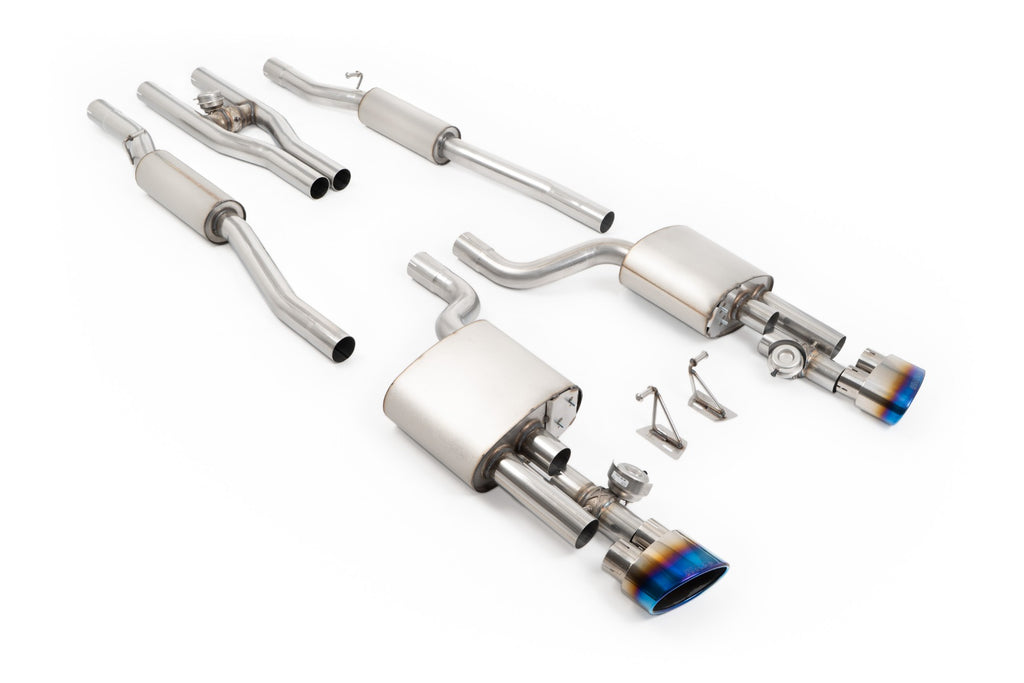Milltek V2 Valved Cat-Back Exhaust for Audi B7 RS4, Burnt Titanium Tips