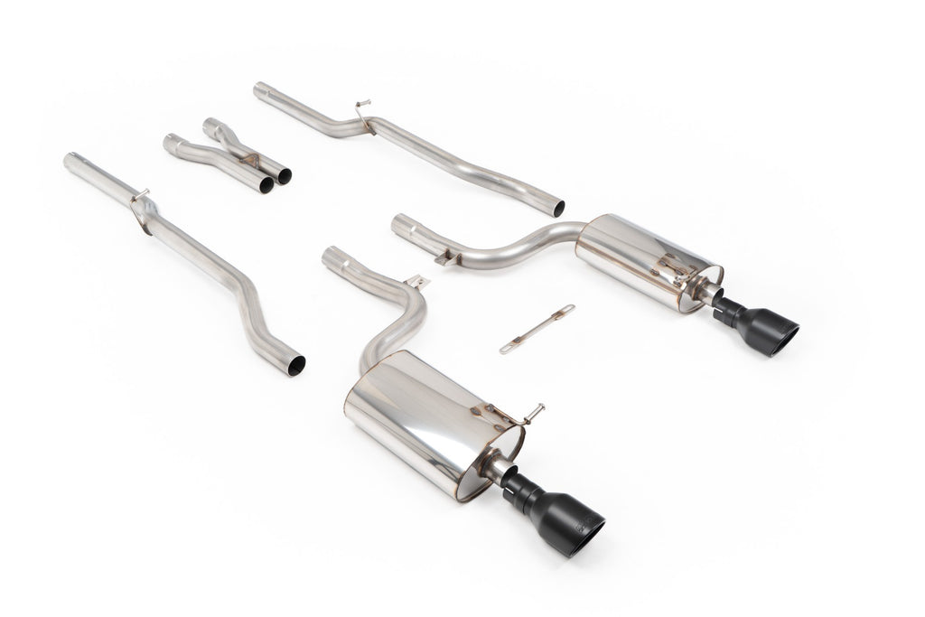Milltek Non-Resonated Cat-Back Exhaust for Audi B6 S4, Cerakote Black Tips