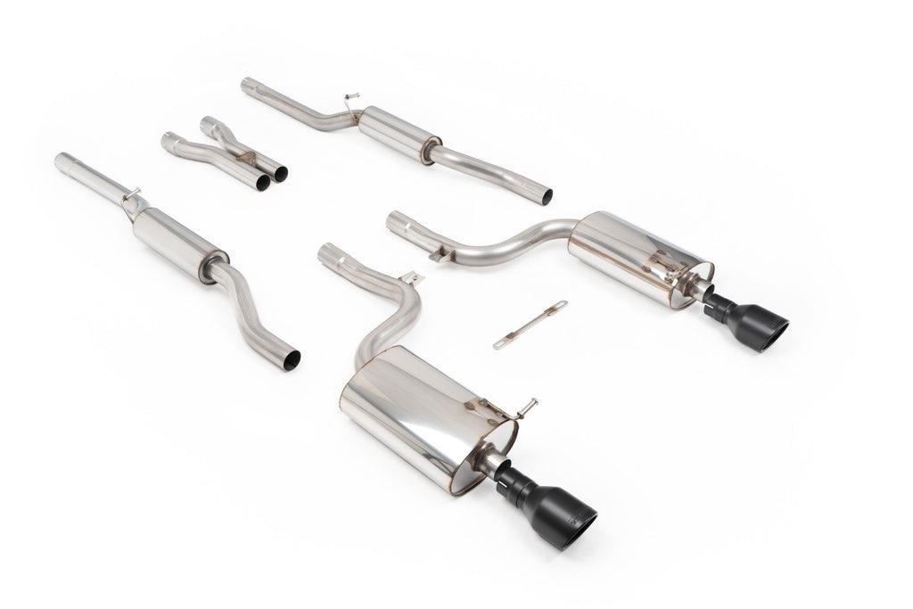 Milltek Resonated Cat-Back Exhaust for Audi S4 V8 quattro B6, Cerakote Black Jet-100 Tips
