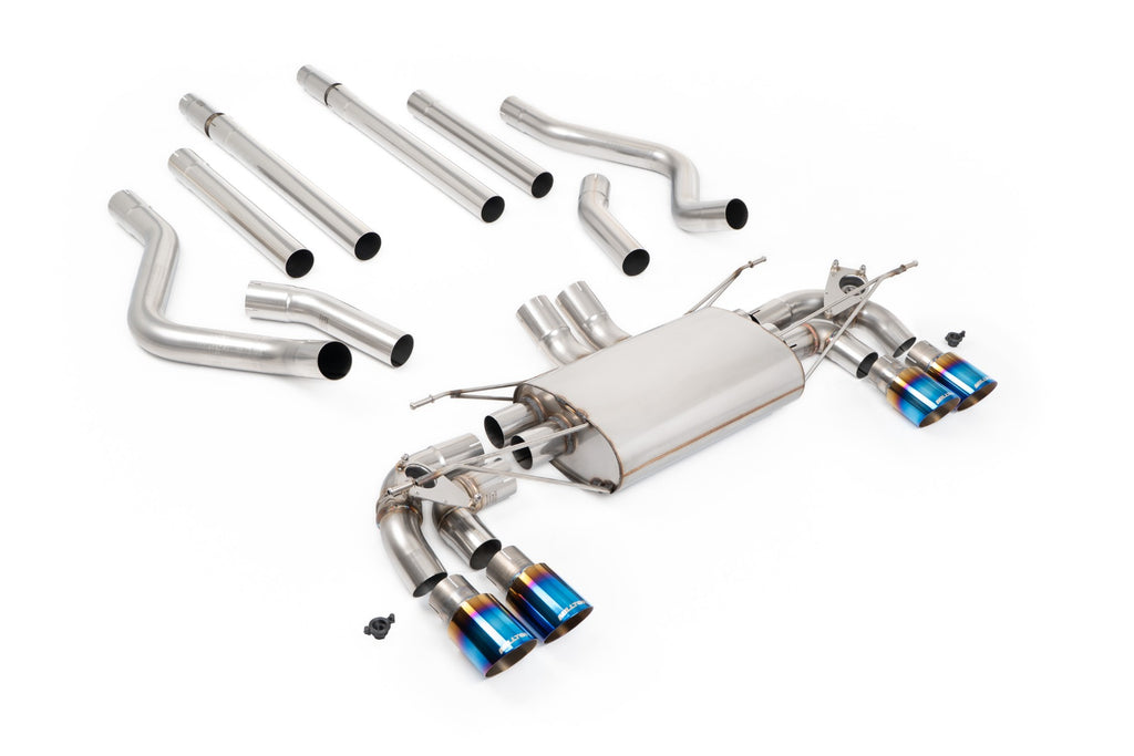 Milltek Non-Resonated Valved GPF Back for Land Rover Defender 130 5.0 V8, Burnt/Blue Titanium Tips