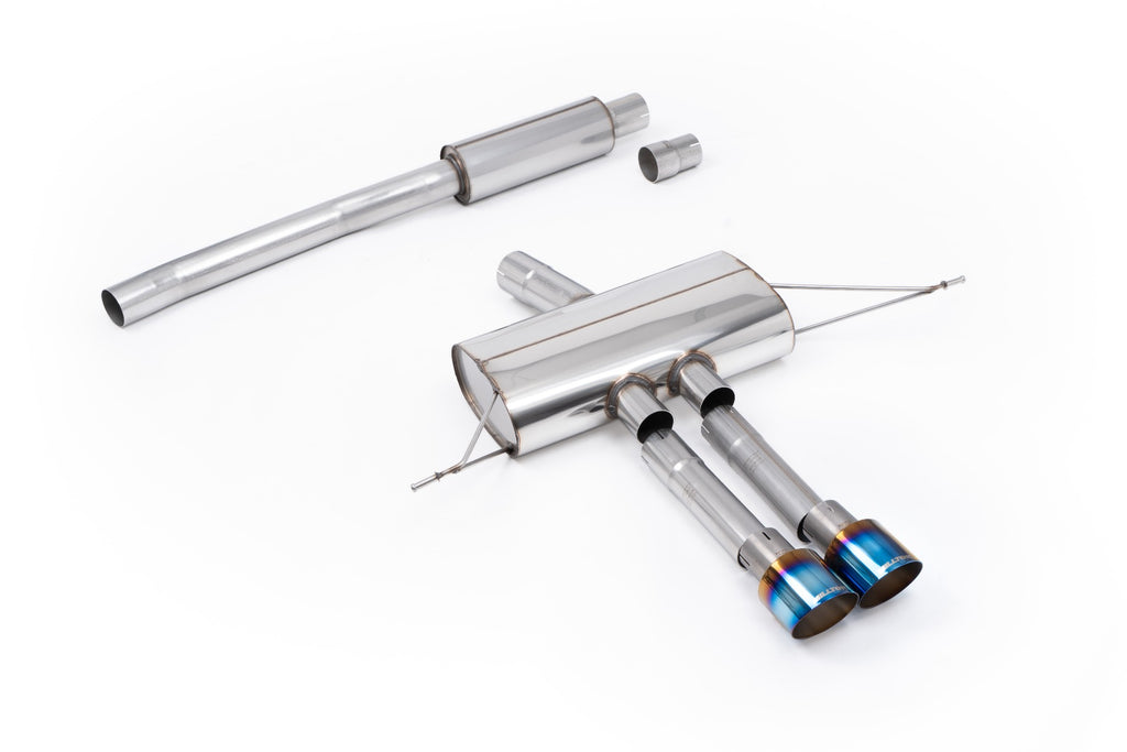 Milltek Resonated Cat-Back Exhaust for Mini Cooper S F66, Burnt Titanium Tips
