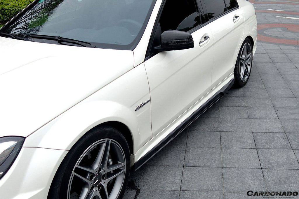 2008-2014 Mercedes Benz W204 C63 AMG Sedan VS Style Carbon Fiber Side Skirts - Carbonado Aero