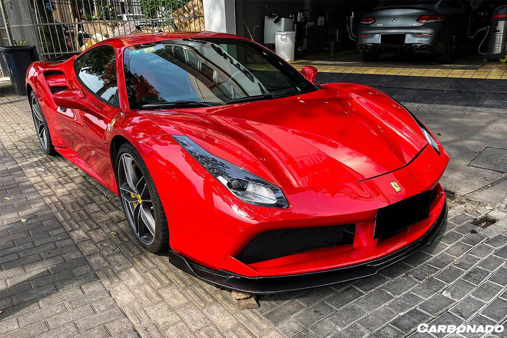 2015-2020 Ferrari 488 GTB Spider RS Style Carbon Fiber Front Lip - Carbonado