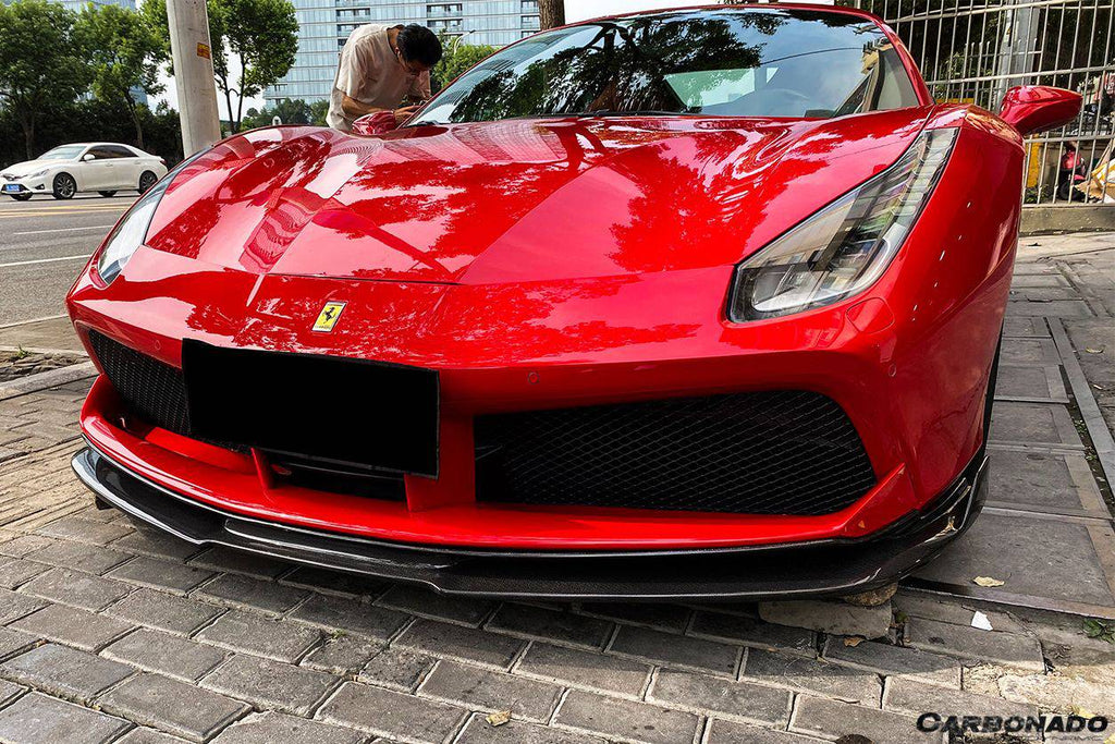 2015-2020 Ferrari 488 GTB Spider RS Style Carbon Fiber Front Lip - Carbonado