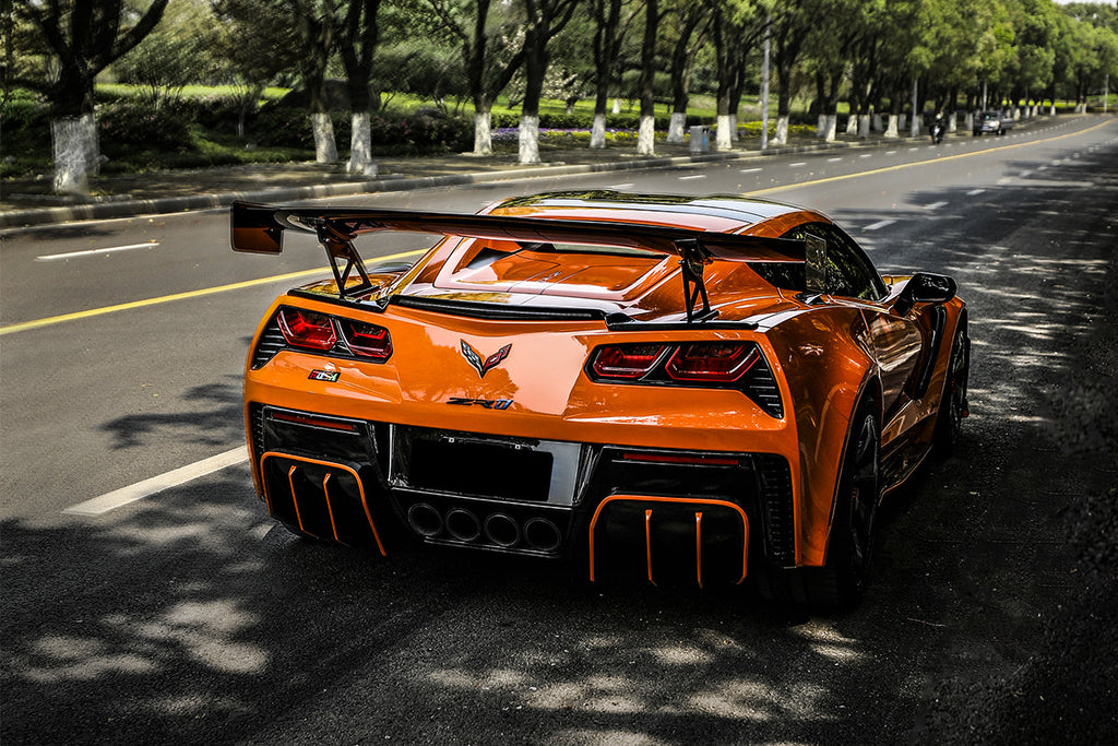 2013-2019 Corvette C7 Z51 Z06 Grandsport AR Style Carbon Fiber Trunk Wing Spoiler - Carbonado