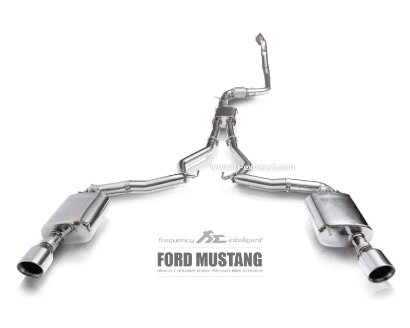 Fi Exhaust Front Pipe Mid Pipe and Valvetronic Muffler w/Quad Tips Mustang MK6 2.3T Ecoboost 2015-2022