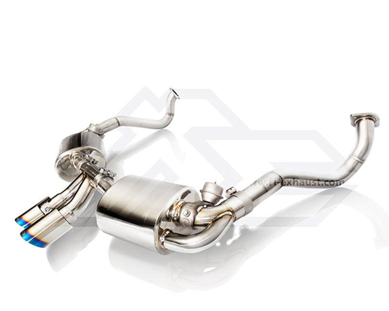 FI Exhaust Mid Pipe and Valvetronic Muffler with Dual Tips Porsche 981 Cayman 14-16