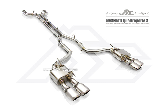 FI Exhaust Front and Mid X-Pipe with Valvetronic Muffler and Quad Tips Maserati Quattroporte GTS V8 3.8T Turbo 14-20