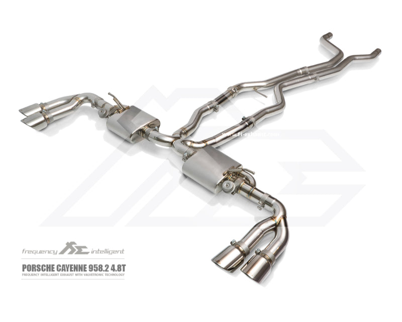 FI Exhaust Mid X Pipe with Valvetronic Muffler Quad Tips Porsche 958.2 Cayenne Turbo 4.8T 14-17