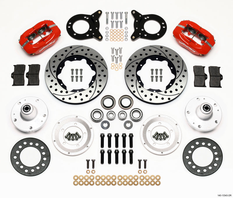 Wilwood Dynapro Dust-Boot Front Kit 11.00in Drilled Red 1965-1969 Mustang Disc & Drum Spindle