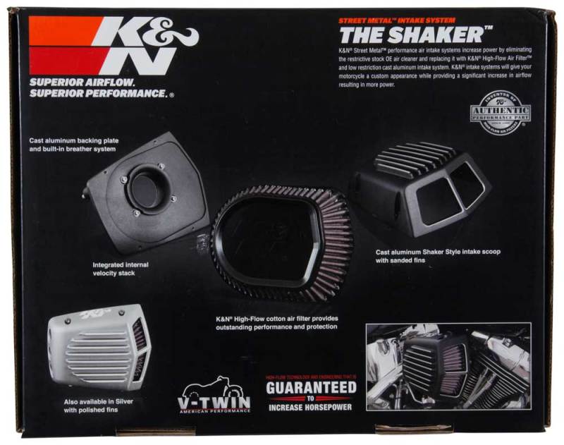 K&N Street Metal Intake System for 08-16 Harley-Davidson Touring Models - Shaker Black